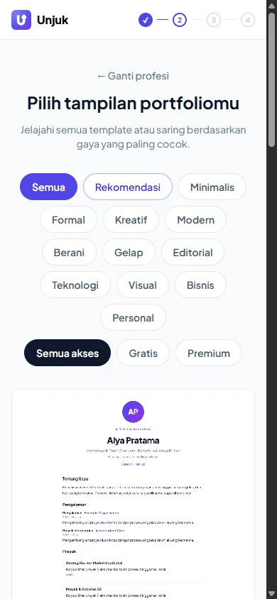 Galeri template portofolio Unjuk